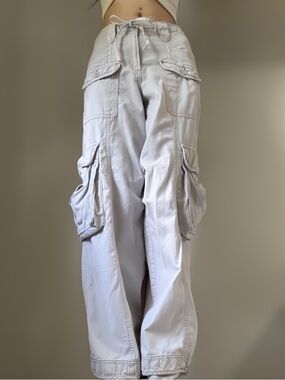 GARAGE Cargo Wide Leg High Waist Baggy Pants Off White Grey